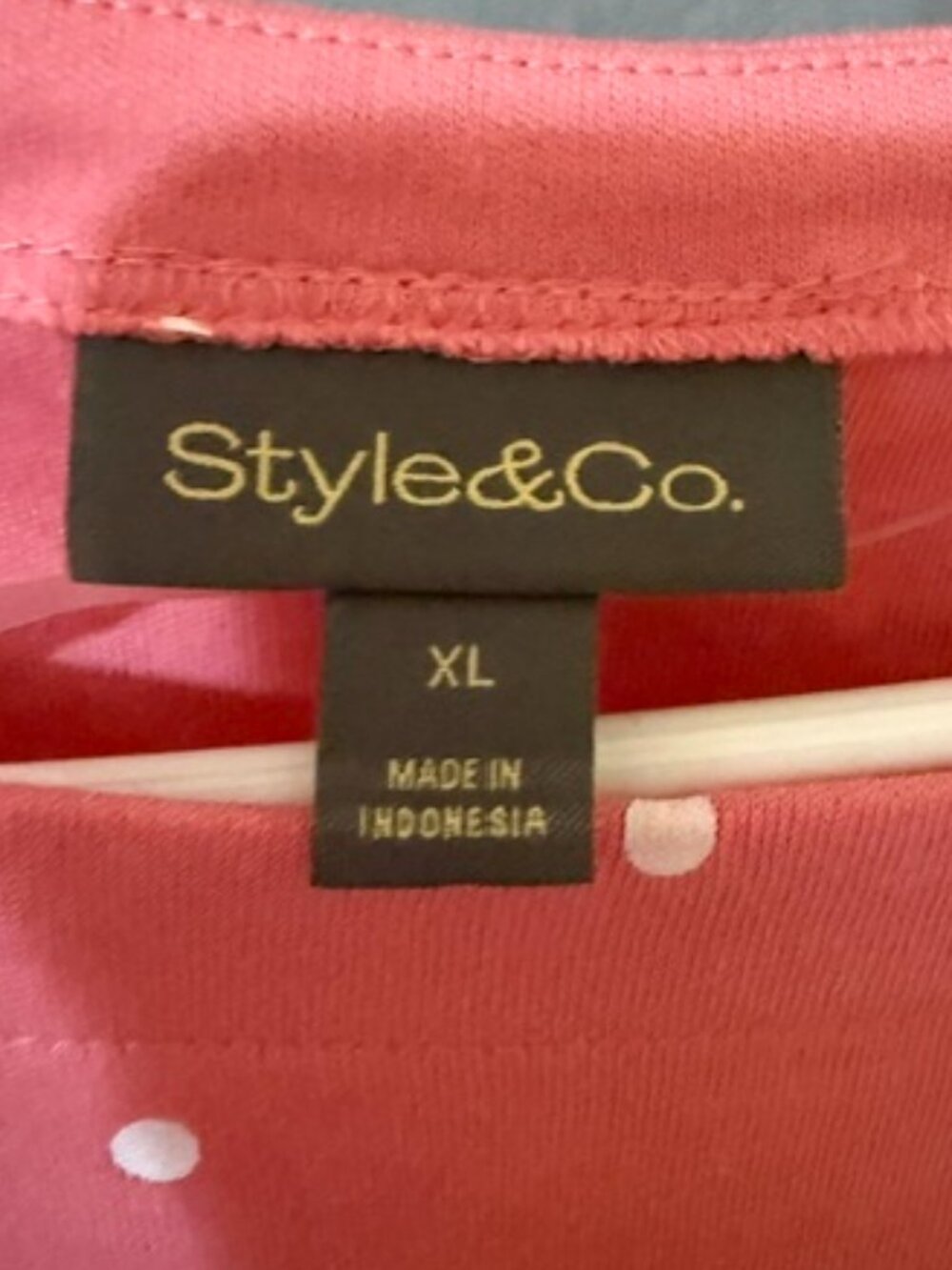 Style & Co. XL Pink White Polka Dot Ruffle Sleeve Top SKU183 - Picture 2 of 3